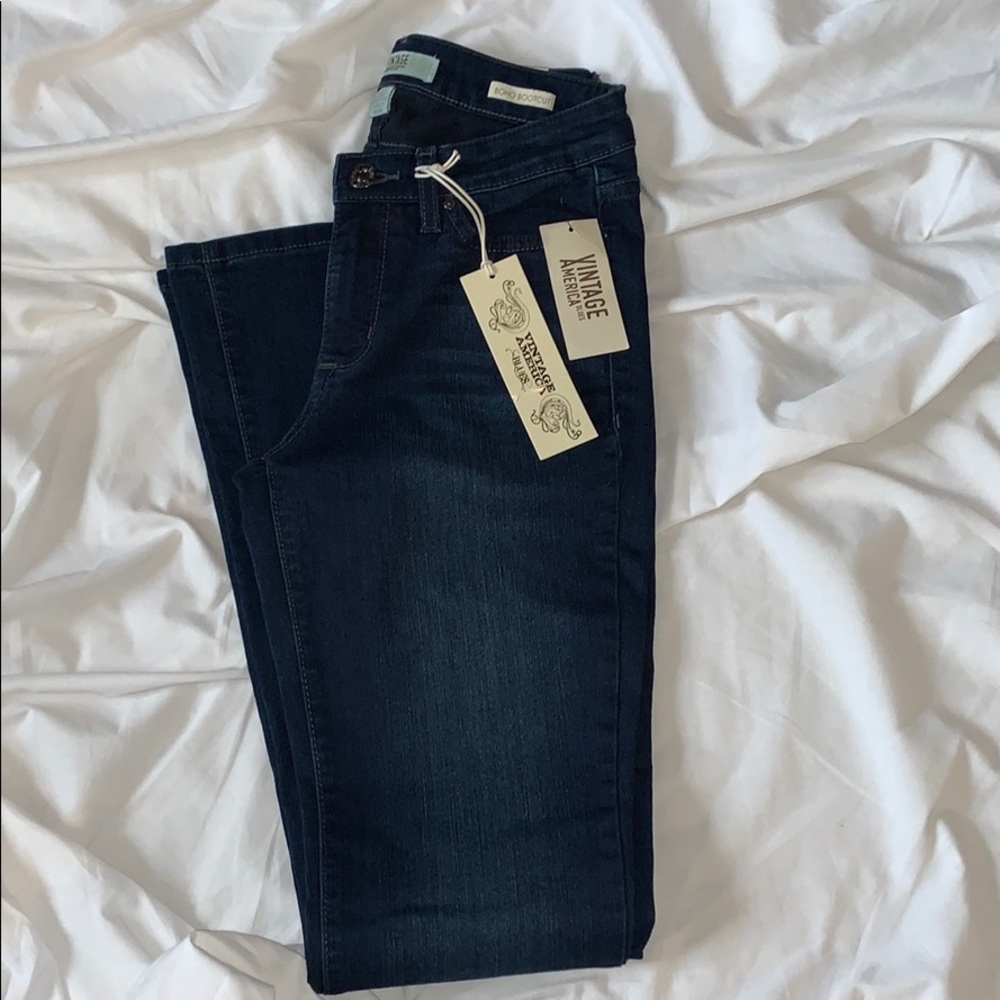 NWT women Vintage BOHO bootcut blue jeans size 2
